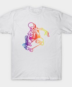 Abstract Skeleton Skateboard T-shirt AI01
