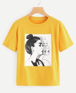 Cartoon Portrait Print T-Shirt VL30