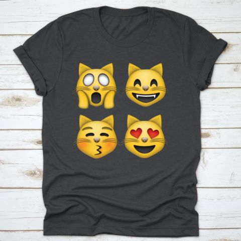 Cat Face Emoji Emotions T-Shirt DV