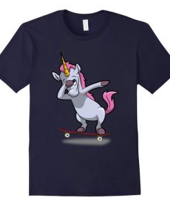 Dabbing Unicorn on Skateboard T-shirt AI01