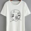 Dip Hem Print White T-Shirt FD30