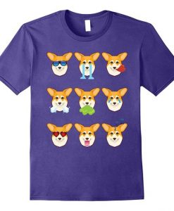 Dog Nine Emotions Face Funny Black T-Shirt DV