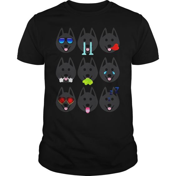 Dog Nine Emotions Face Funny T-Shirt DV