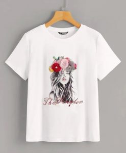 Figure Print Appliques T-Shirt AV01