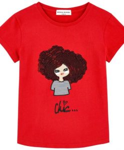 Girls Red 'Chic' Printed T-shirt ER30