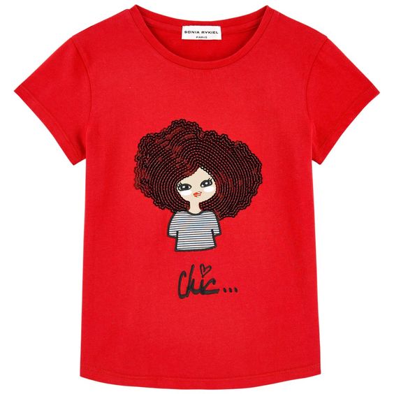 Girls Red 'Chic' Printed T-shirt ER30