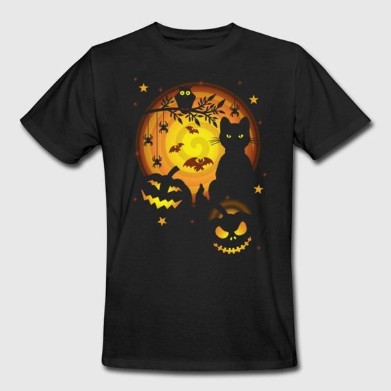 Halloween Cat Cute T Shirt SR