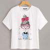 Letter & Girl Print Tee Shirt FD30