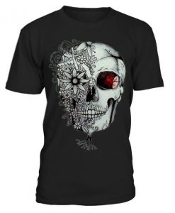 Mens Skull Flower halloween T-shirt DV01