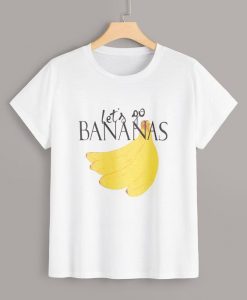 Plus Letter And Banana Print Tee T-Shirt AV01