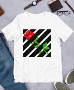 Red Rose Off White T Shirt FD30