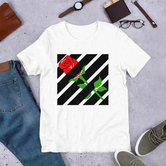 Red Rose Off White T Shirt FD30