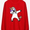 Red Unicorn Print Round Sweatshirt ER30