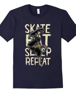 Skateboard Sleep Repeat T shirt AI01