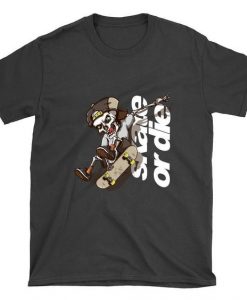 Skeleton Skate or Die Skateboard T-Shirt AI01