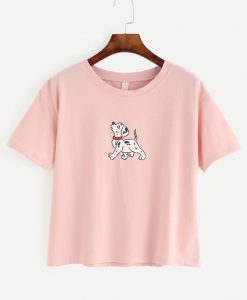 Sleeve Pink Dog T-Shirt EM01