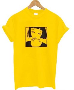 Smoking Girl Yellow T-Shirt VL30