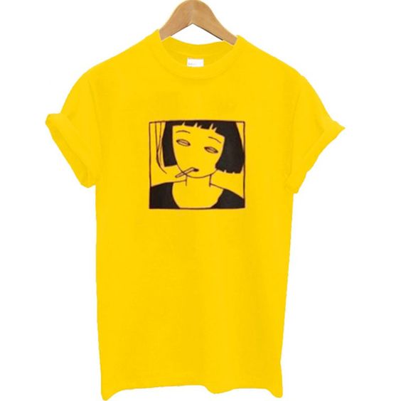 Smoking Girl Yellow T-Shirt VL30