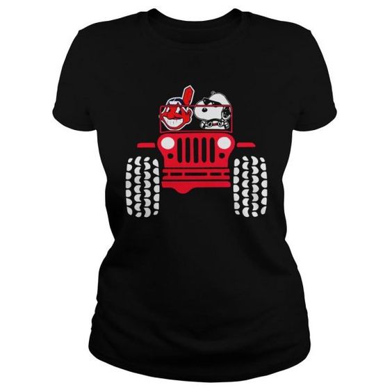 Snoopy and Cleveland Indians driving Jeep shirt FD01
