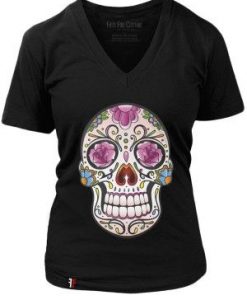 Women's Color Sugar Skull T-Shirt AV01