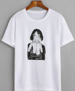 girl holding cat tee T-shirt FD30