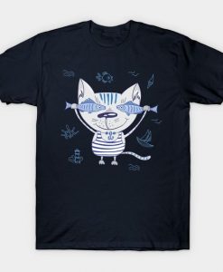 Cat with Fishes T-shirt N12FD