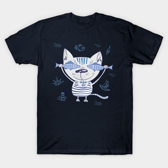 Cat with Fishes T-shirt N12FD
