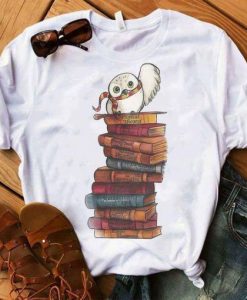 Owl And Books T Shirt FD8N