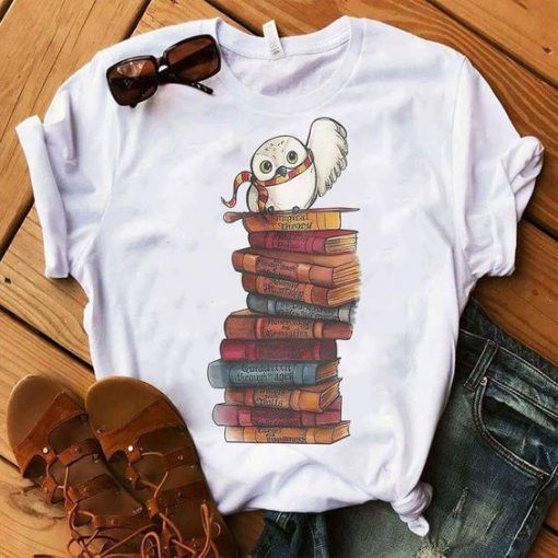Owl And Books T Shirt FD8N