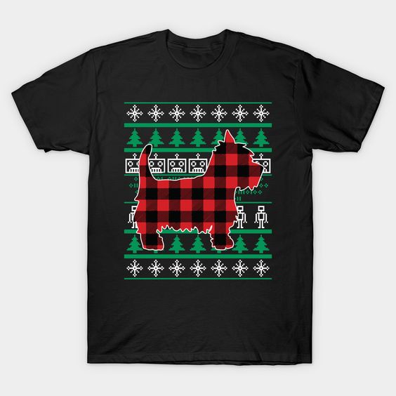 Plaid Westie Christmas T Shirt SR6N