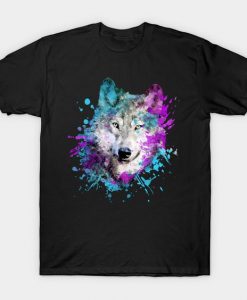 Watercolor wolf T Shirt SR6N