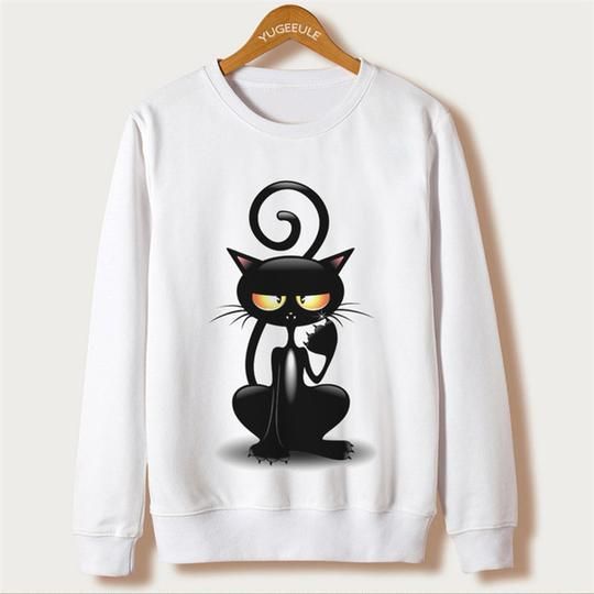 Funny Cat Sweatshirt D43ER