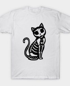 Macabre Cat Skeleton T-shirt ER30D