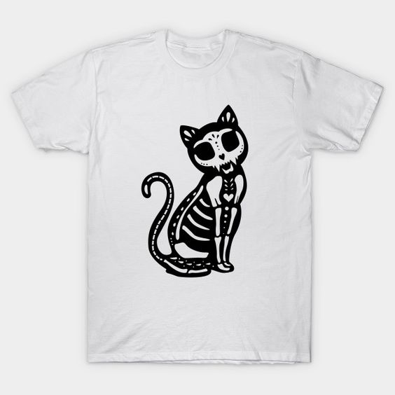 Macabre Cat Skeleton T-shirt ER30D