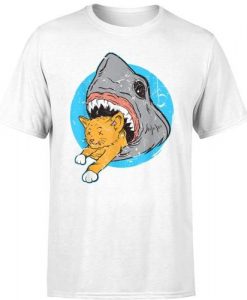 Shark Eating Kitty Cat Tshirt FD21D