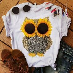 Owl sunflower Shirt Fd29J0