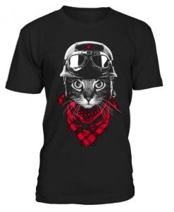 Black cat design T shirt SR8F0