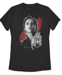 Black Widow Painted Portrait Badge T-Shirt AL14J1