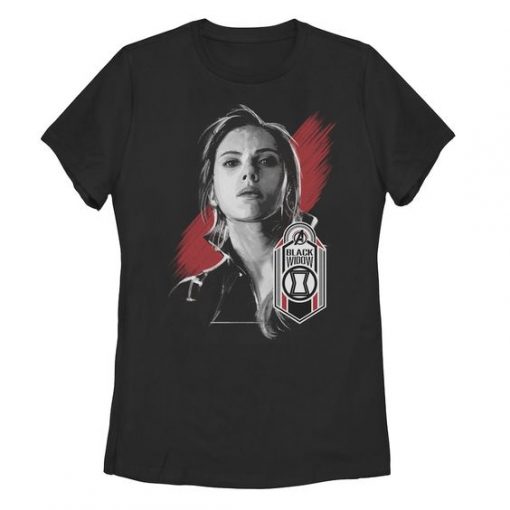 Black Widow Painted Portrait Badge T-Shirt AL14J1