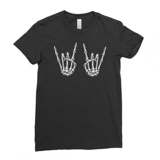 Halloween Scary Skeleton Rock Pop Hand T-Shirt