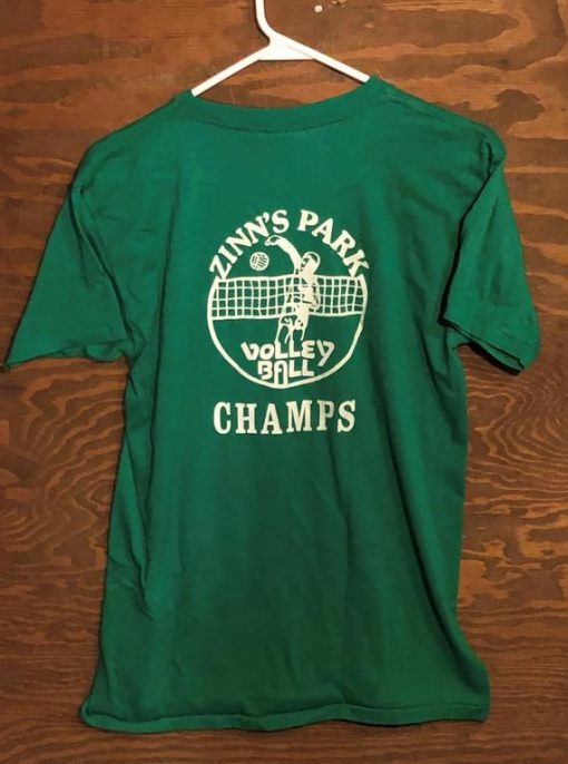 Vintage 80s Zinn's Park Champs Volleyball Green T-Shirt AL27J1
