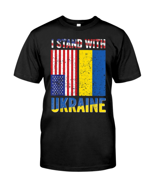 I Stand With Ukraine Support Ukrainian American USA Flag Shirt Classic T-Shirt