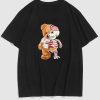 Skeleton Bear Print Drop Shoulder T-Shirt AL8M2