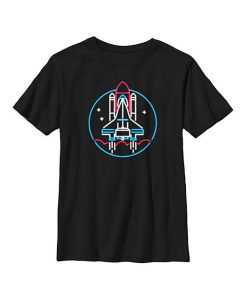 Black Neon Shuttle Rocket Launch T-Shirt AL29JN2