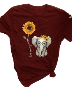 Blouse Cute Small Elephant Sunflower T-Shirt AL26AG2