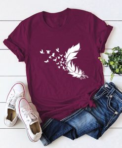 Feather And Butterfly T-Shirt AL