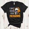 Gamer Can't Hear You I'm Gaming Funny Halloween Skull T-Shirt AL