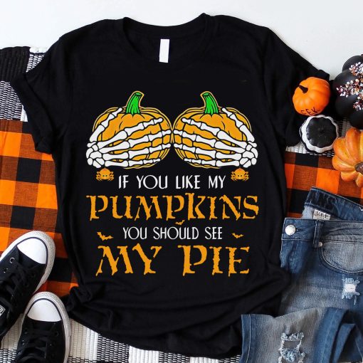 Halloween Pumpkin Boobs Punny T-Shirt AL