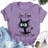 I'm Fine Everything Is Fine Cat T-Shirt AL