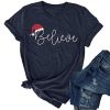 Christmas Believe Hat Shirt Cute T-Shirt AL